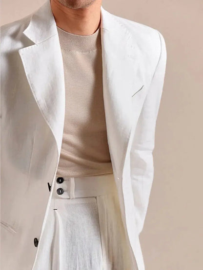 Italian Linen Blazer Mens - Single-Breasted Linen Blazer
