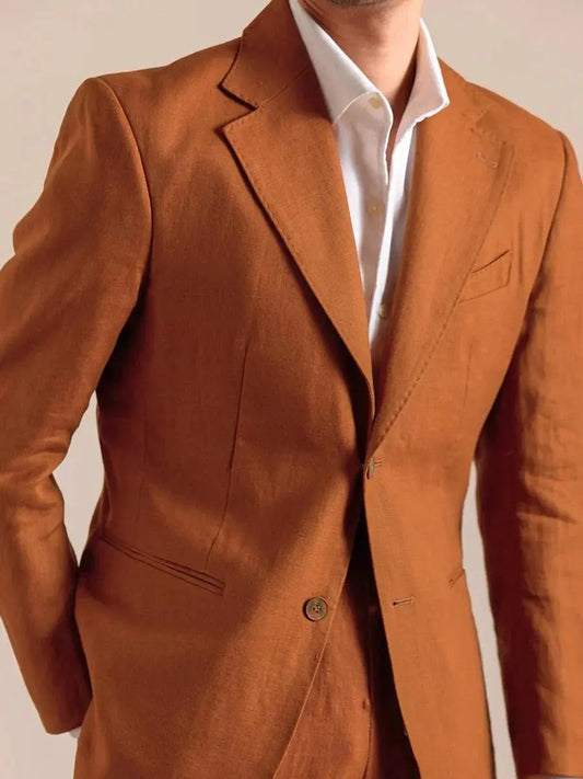 Italian Linen Blazer Mens - Single-Breasted Linen Blazer
