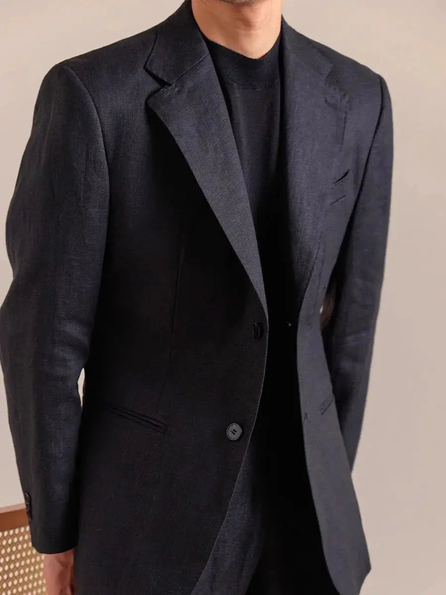 Italian Linen Blazer Mens - Single-Breasted Linen Blazer