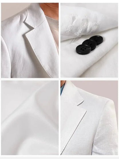 Italian Linen Blazer Mens - Single-Breasted Linen Blazer