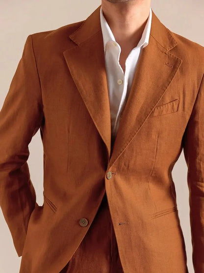Italian Linen Blazer Mens - Single-Breasted Linen Blazer