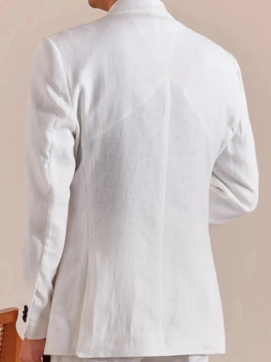 Italian Linen Blazer Mens - Single-Breasted Linen Blazer