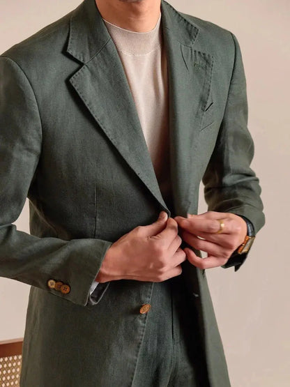 Italian Linen Blazer Mens - Single-Breasted Linen Blazer