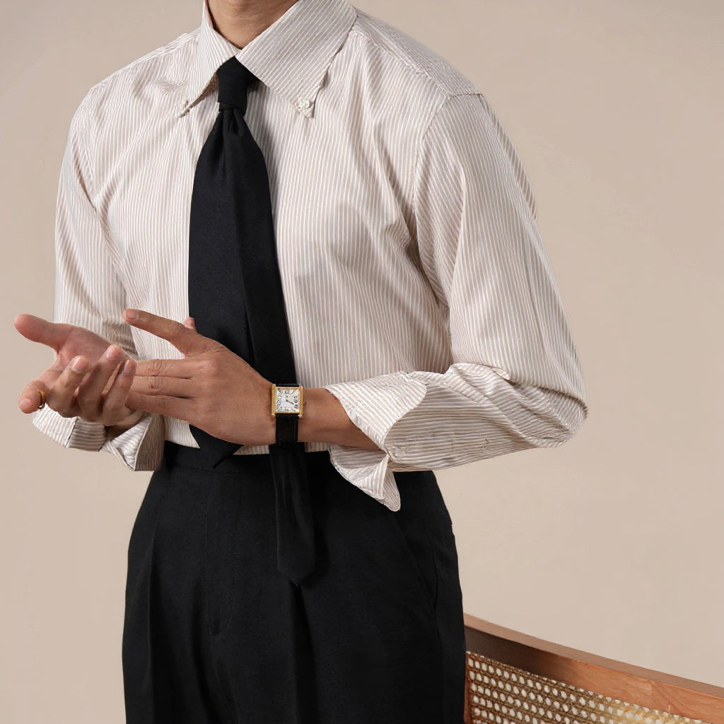 Men's Striped Wrinkle-Resistant Long Sleeve Shirt