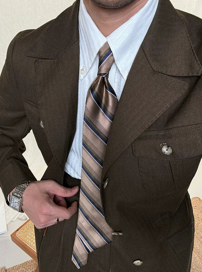 Men's Slim Fit Linen Jacket with Suit Collar