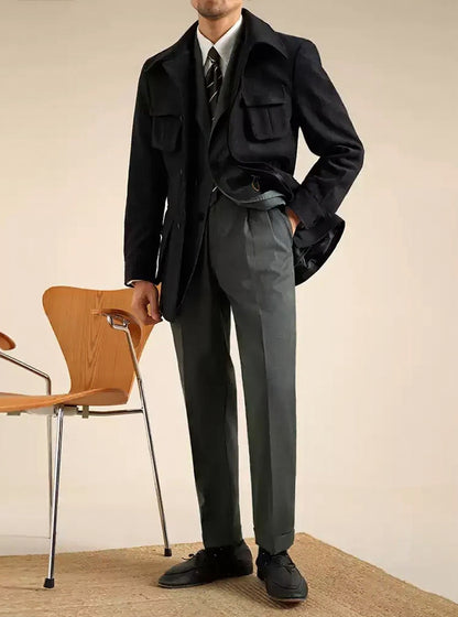 Men’s Chenille Hunting Jacket — Retro Slim Fit Casual Coat