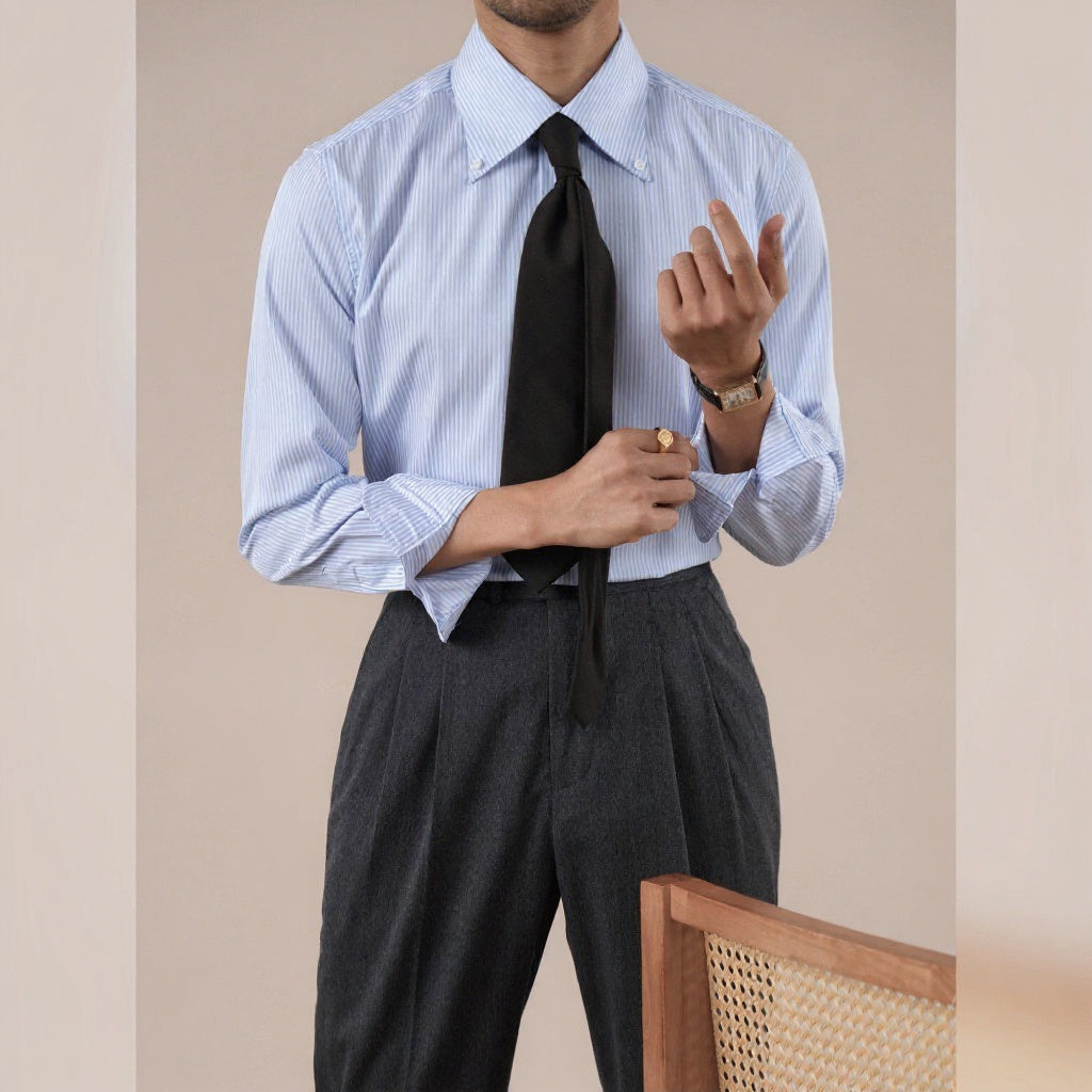 Men's Striped Wrinkle-Resistant Long Sleeve Shirt