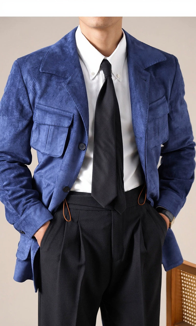 Men's Slim Fit Suede Hunting Retro Jacket - BRABION