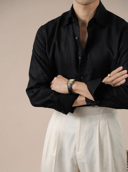 Italian Style Mens V-Neck Breathable Shirt