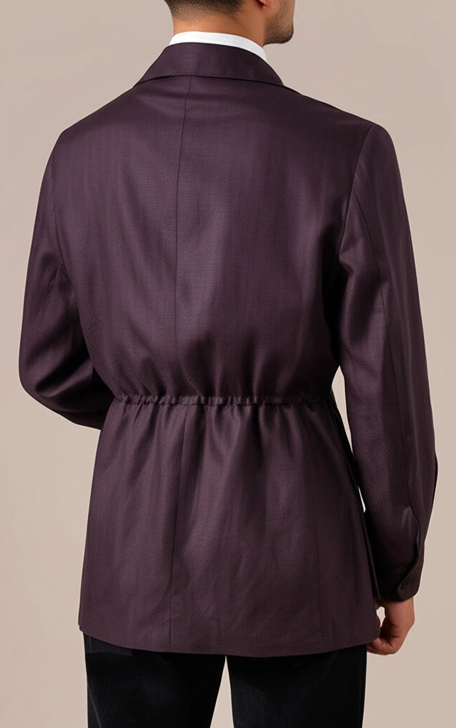 Men's Purple Retro Tencel Linen Jacket