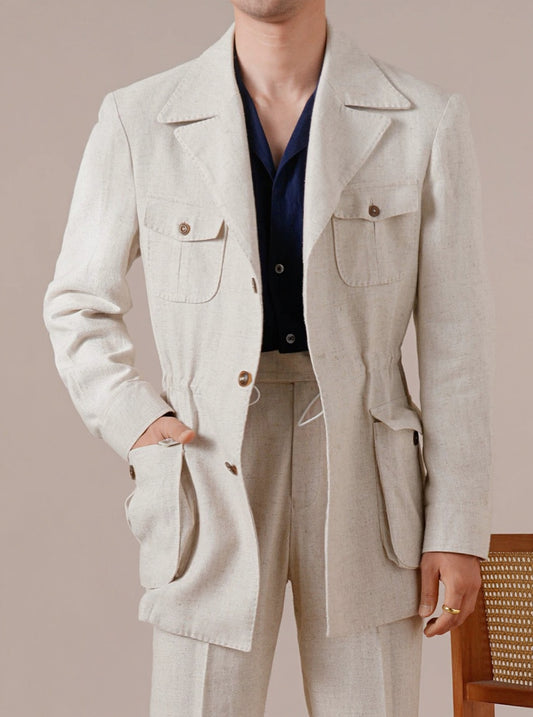 Men's Breathable Linen Italian Safari Jacket