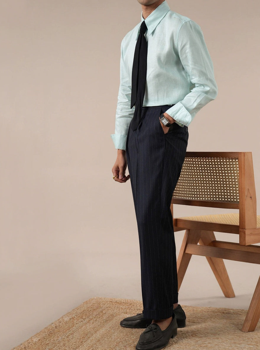 Italian-Style Long Point Collar Breathable Mens Shirt