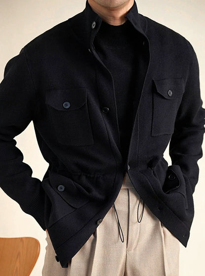 Men's Knit Hunting Stand Collar Jacket