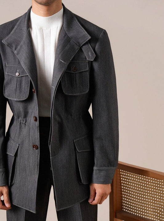 Men's Retro Vintage Denim Hunting Jacket