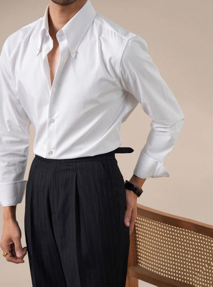 Mens Dress Shirt Bold Pointed Collar Button-Down