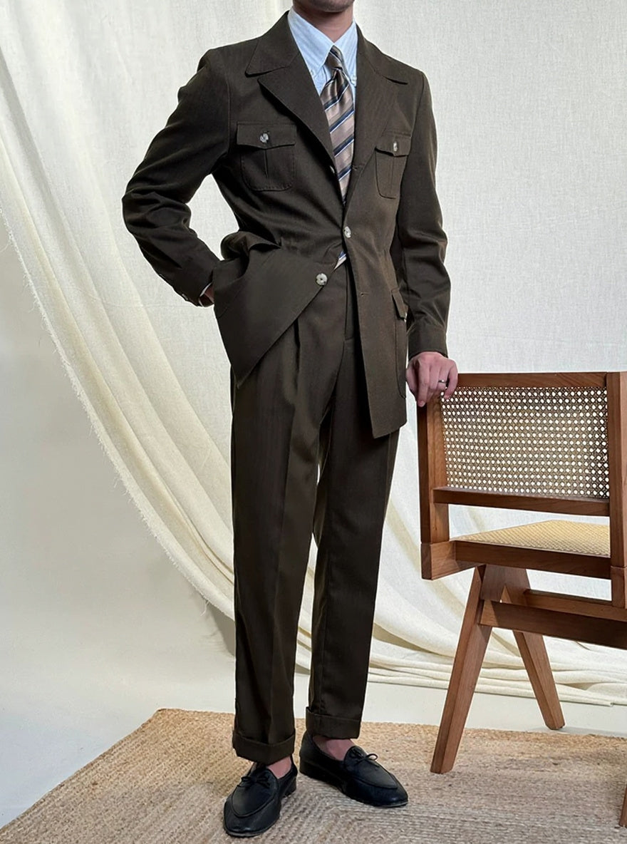 Men's Slim Fit Linen Jacket with Suit Collar