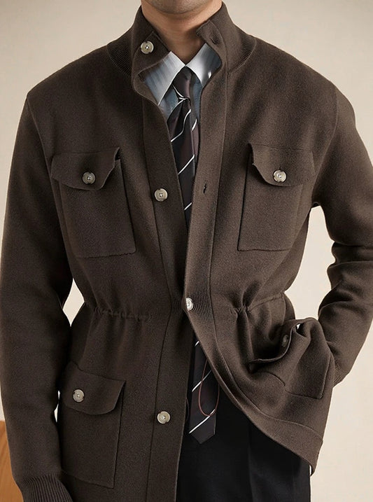 Men's Knit Hunting Stand Collar Jacket