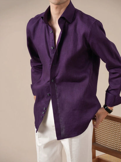 Italian Style Mens V-Neck Breathable Shirt