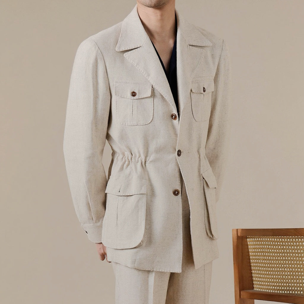 Men's Breathable Linen Italian Safari Jacket - BRABION