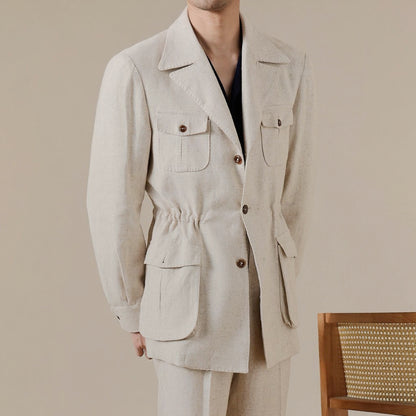 Men's Breathable Linen Italian Safari Jacket - BRABION