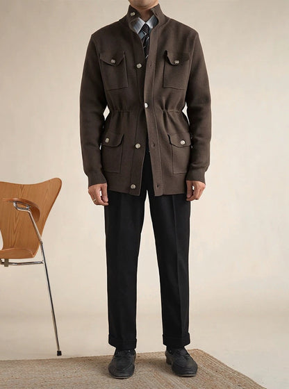 Men's Knit Hunting Stand Collar Jacket