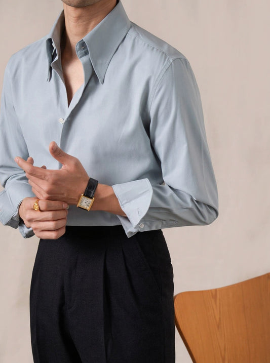 Men’s Twill Cotton Button-Down Dress Shirt