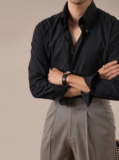 Mens Dress Shirt Bold Pointed Collar Button-Down