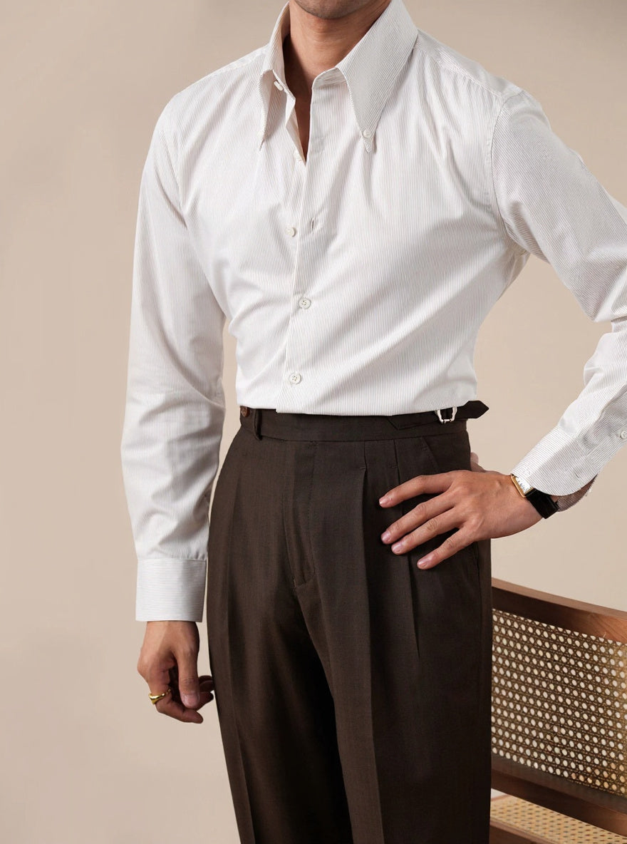 Mens Italian Jacquard Striped Shirt