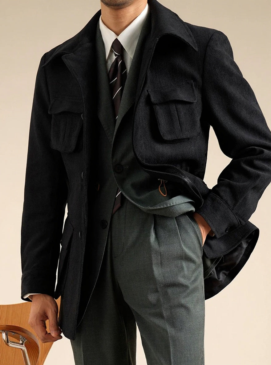 Men’s Chenille Hunting Jacket — Retro Slim Fit Casual Coat