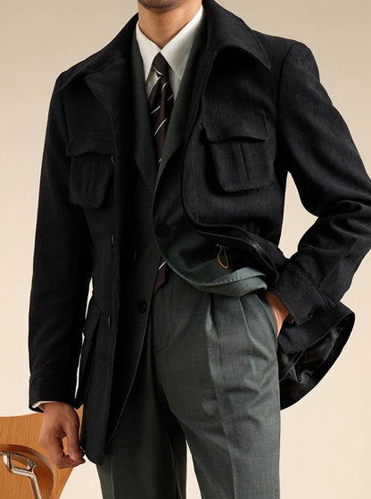 Men’s Chenille Hunting Jacket — Retro Slim Fit Casual Coat