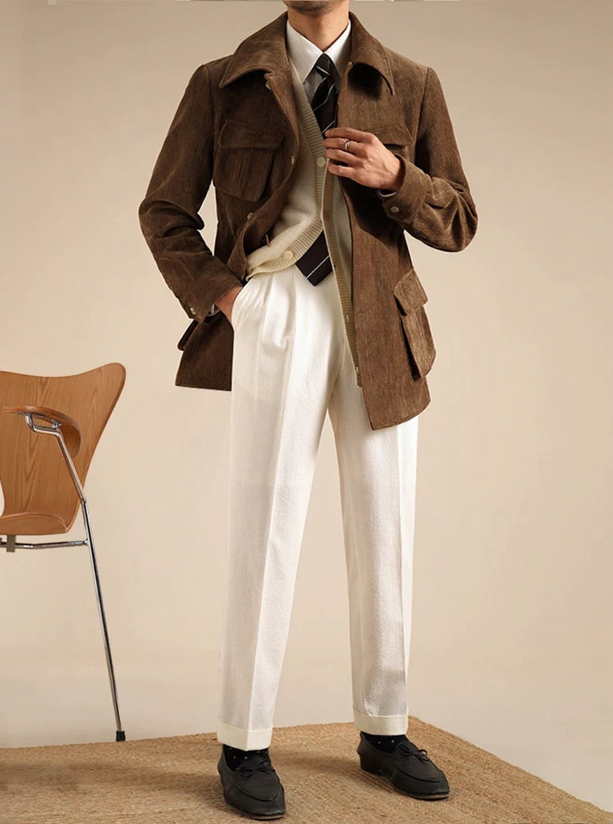 Men’s Chenille Hunting Jacket — Retro Slim Fit Casual Coat