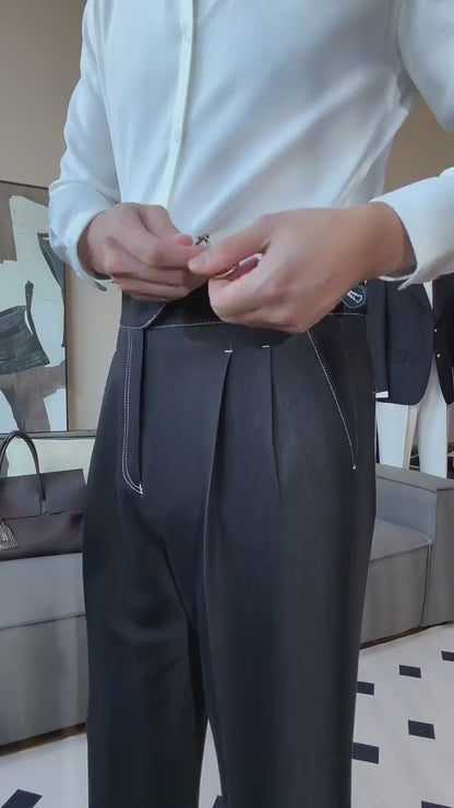 Gurkha Double-Pleat Denim Trousers