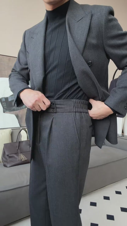 Men’s Six-Button Double-Breasted Tailored Suit