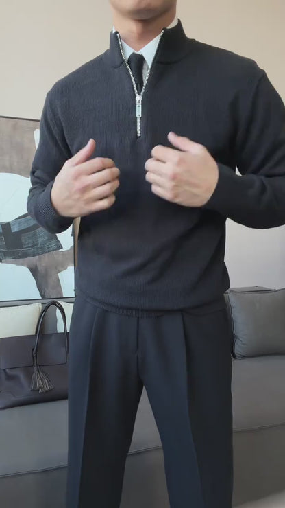 Men’s Slim Fit Zip Neck Knit Sweater