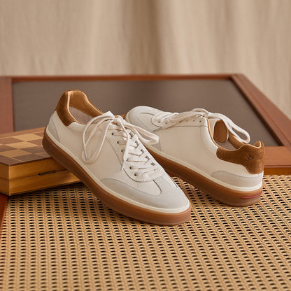 Suede Panel Leather Low-Top Trainers