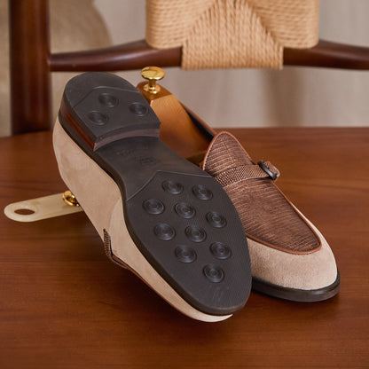 Embossed Leather Buckle-Strap Loafers BRABION