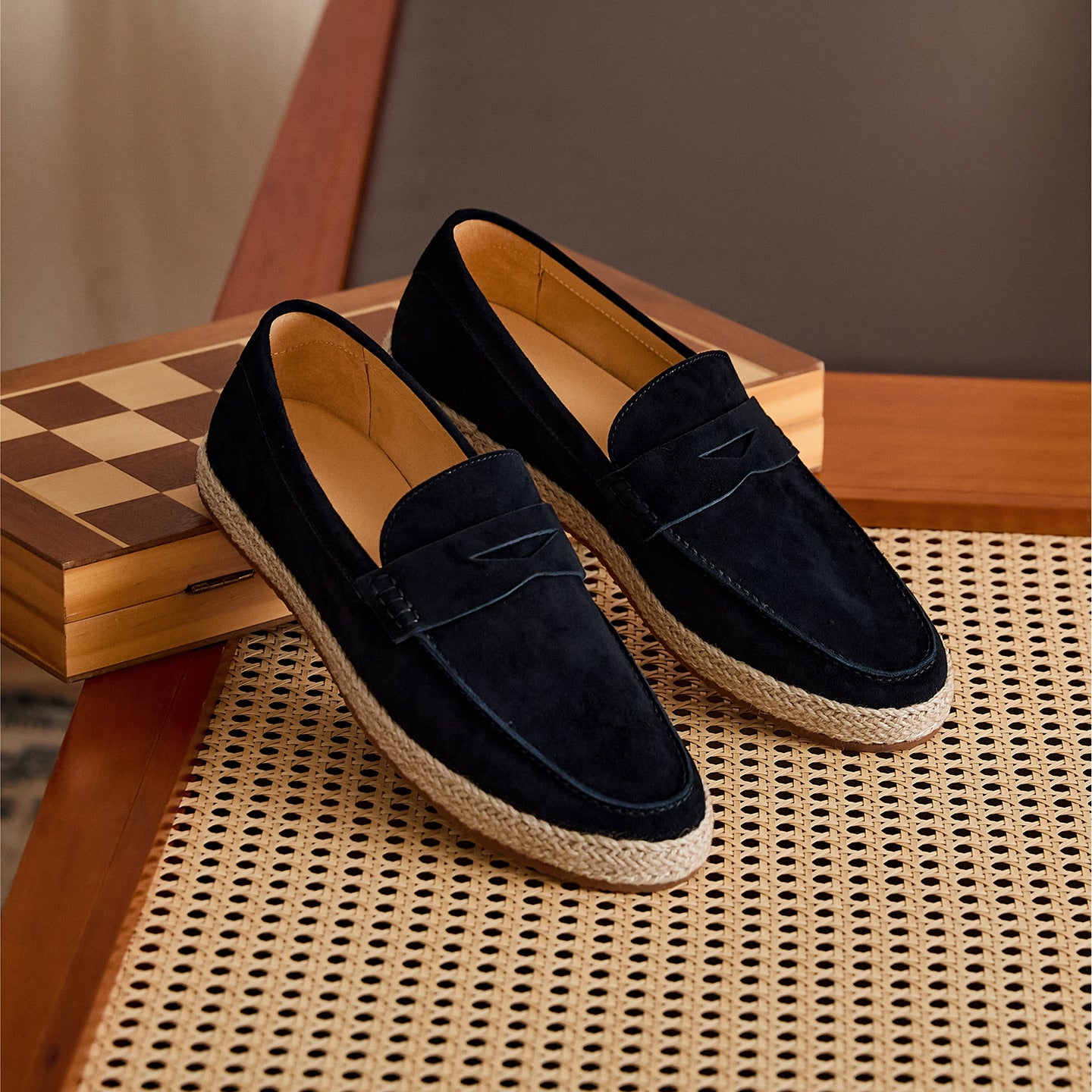 Sheepskin Suede Espadrille Penny Loafers BRABION