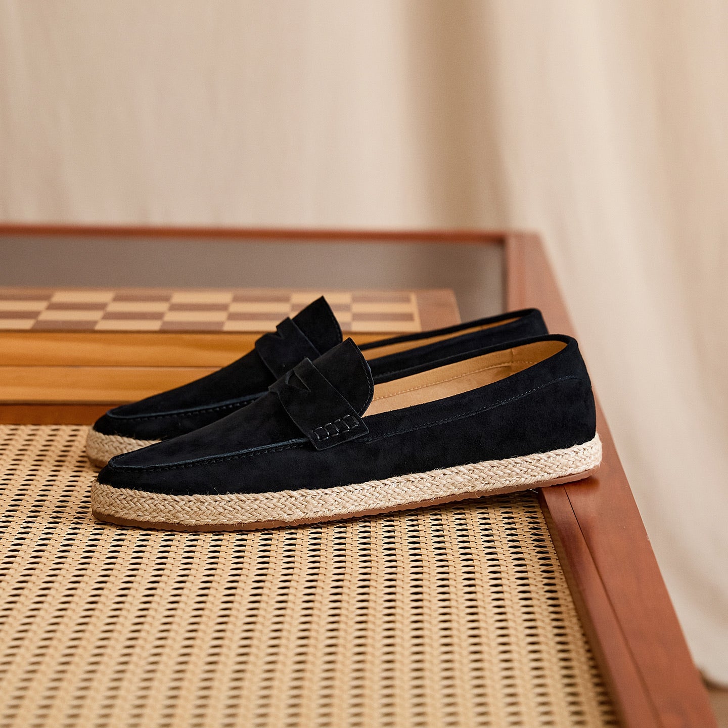 Sheepskin Suede Espadrille Penny Loafers BRABION