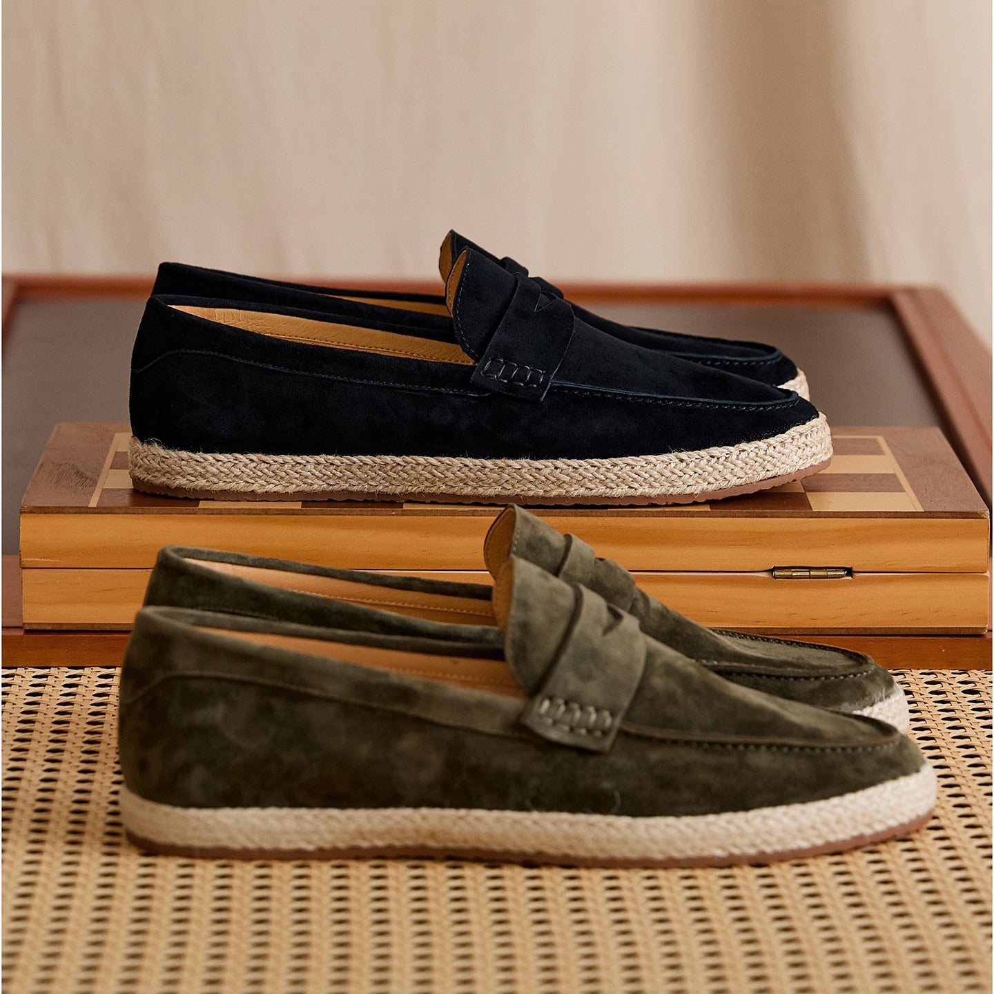 Sheepskin Suede Espadrille Penny Loafers BRABION