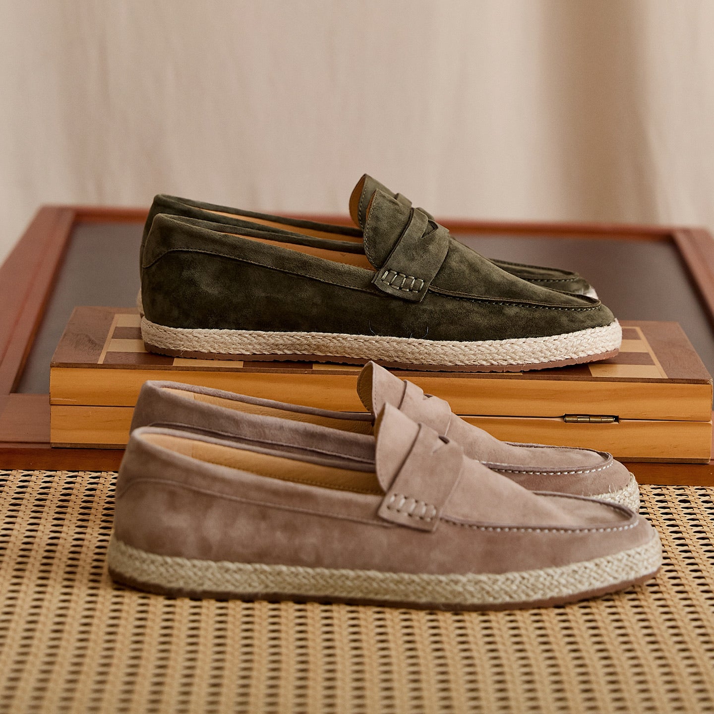 Sheepskin Suede Espadrille Penny Loafers BRABION