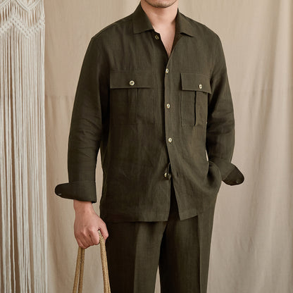Linen Two-Pocket Camp Shirt
