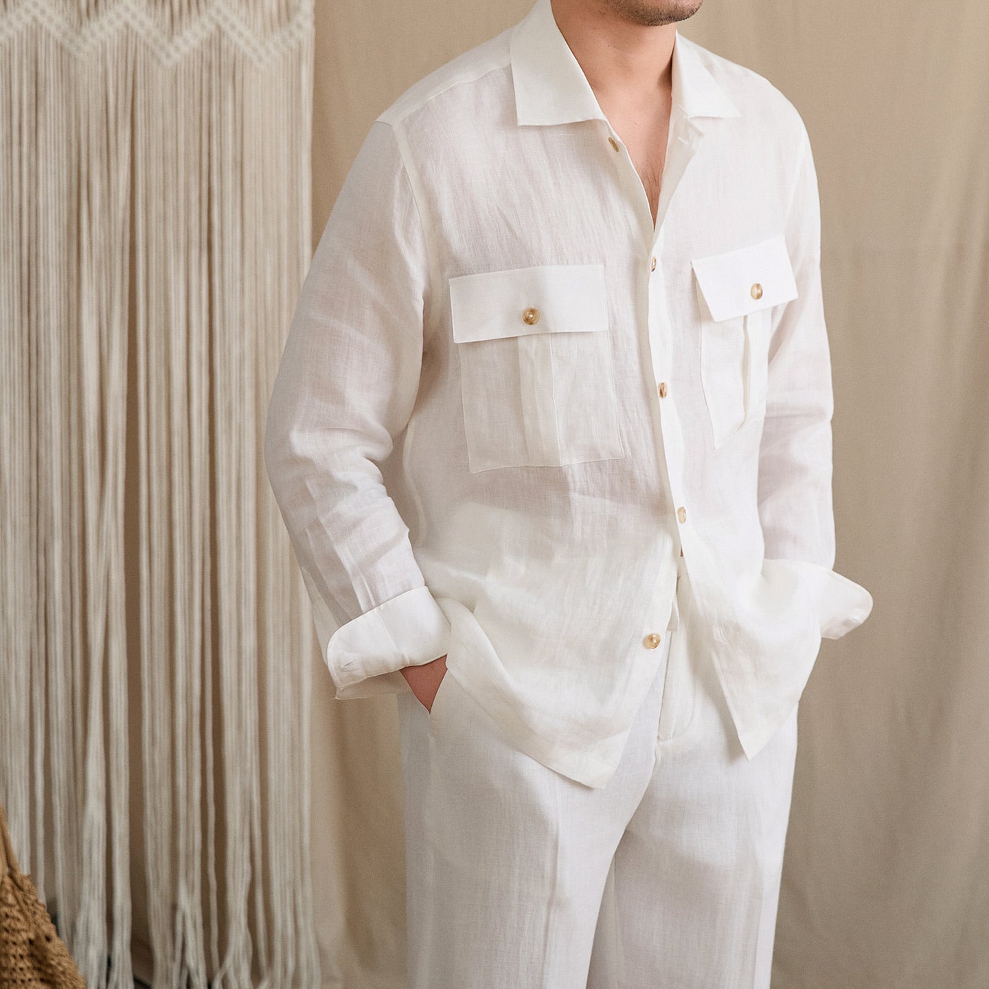 Linen Two-Pocket Camp Shirt