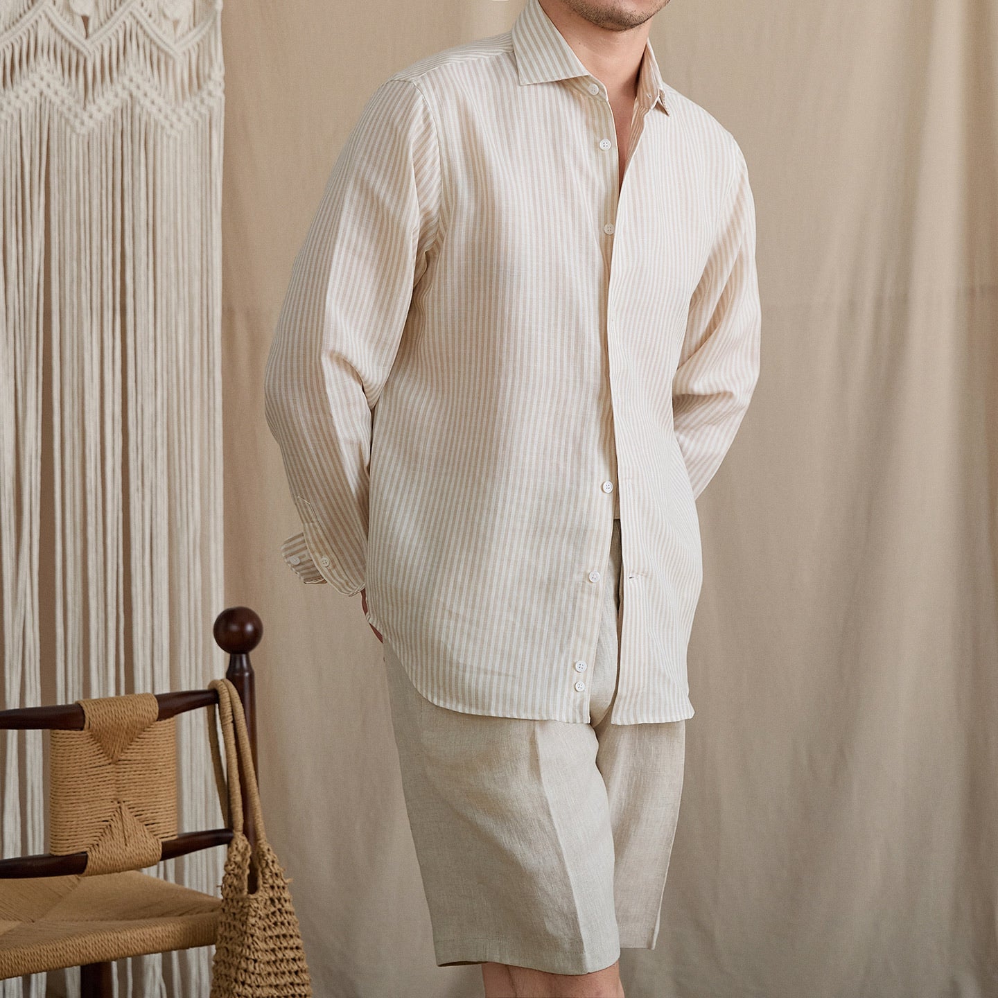 Linen Blend Striped Shirt