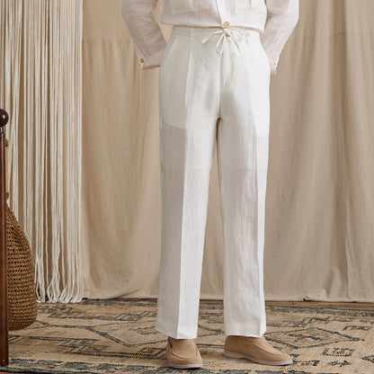 Pleated Linen Drawstring Pants BRABION