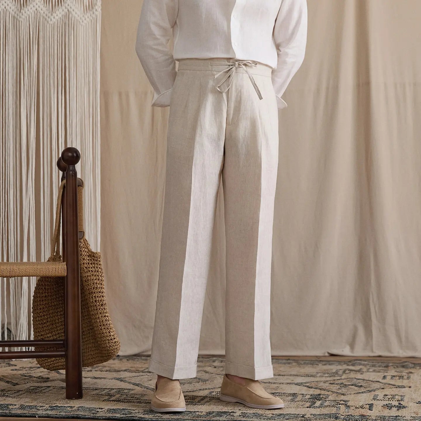 mens pleated linen dress pants YSERB Mens Pleated Front Casual Pants Solid Twill Linen Dress Pant Loose Fit Straight Legs Elastic Waist Trousers for Men Black at Amazon Men's Clothing store