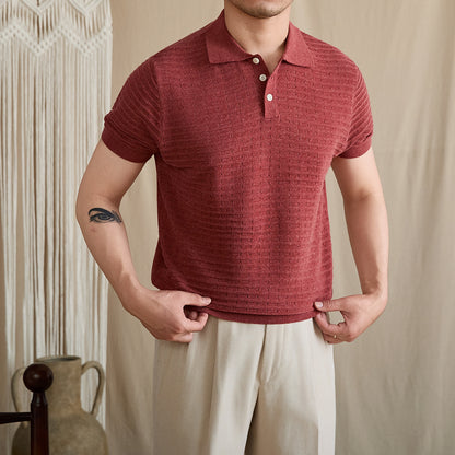 Pointelle Openwork Knit Polo