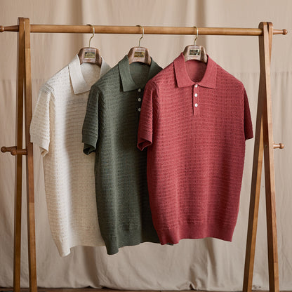 Pointelle Openwork Knit Polo