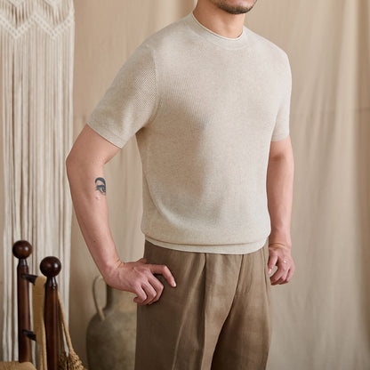Fine-Gauge Ribbed Knit Crew Tee BRABION