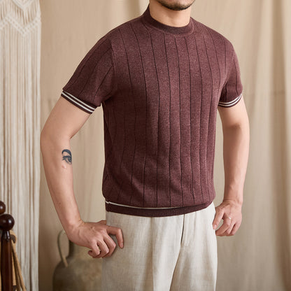 Contrast-Tipped Ribbed Knit Tee BRABION