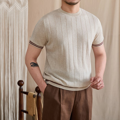 Contrast-Tipped Ribbed Knit Tee BRABION